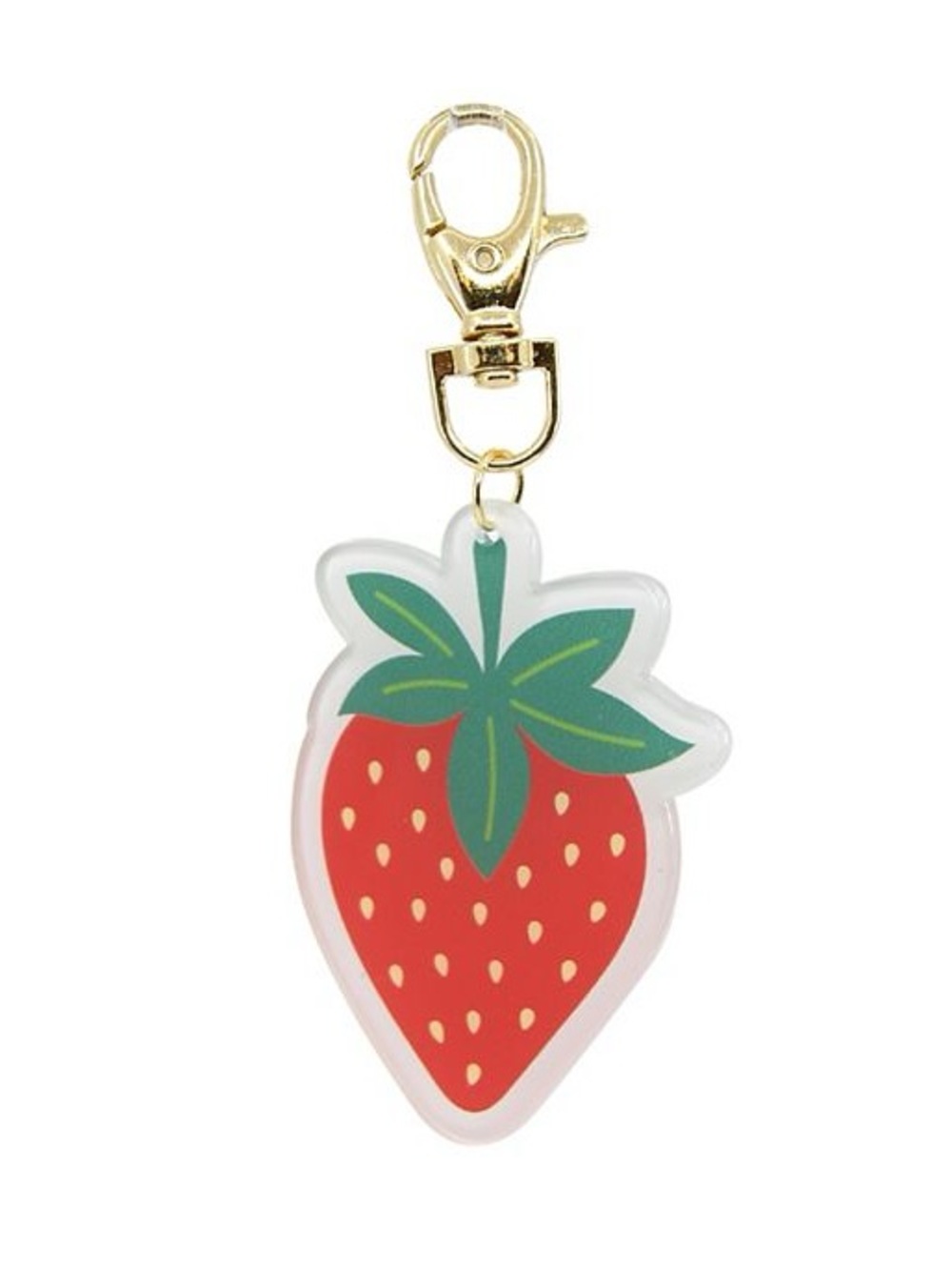 New Strawberry Bag Charm Keychain - Red & Green